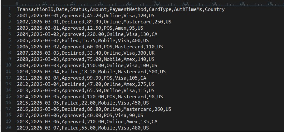 Raw transaction data CSV